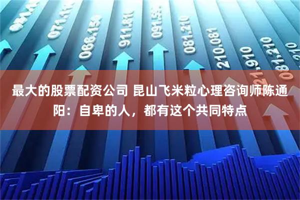 最大的股票配资公司 昆山飞米粒心理咨询师陈通阳：自卑的人，都有这个共同特点
